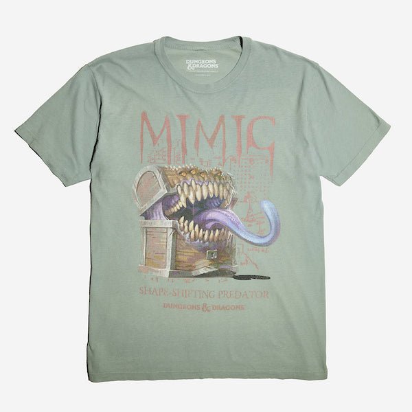 A Light Green T-Shirt featuring a "Mimic" From Dungeons and Dragons