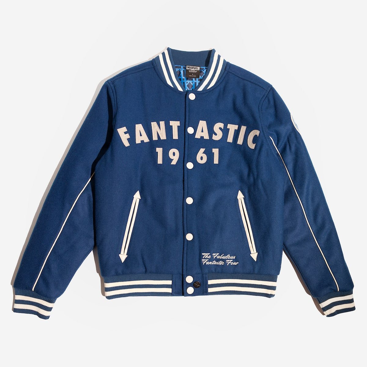 Marvel Fantastic Four Classic Blue Varsity Jacket Heroes