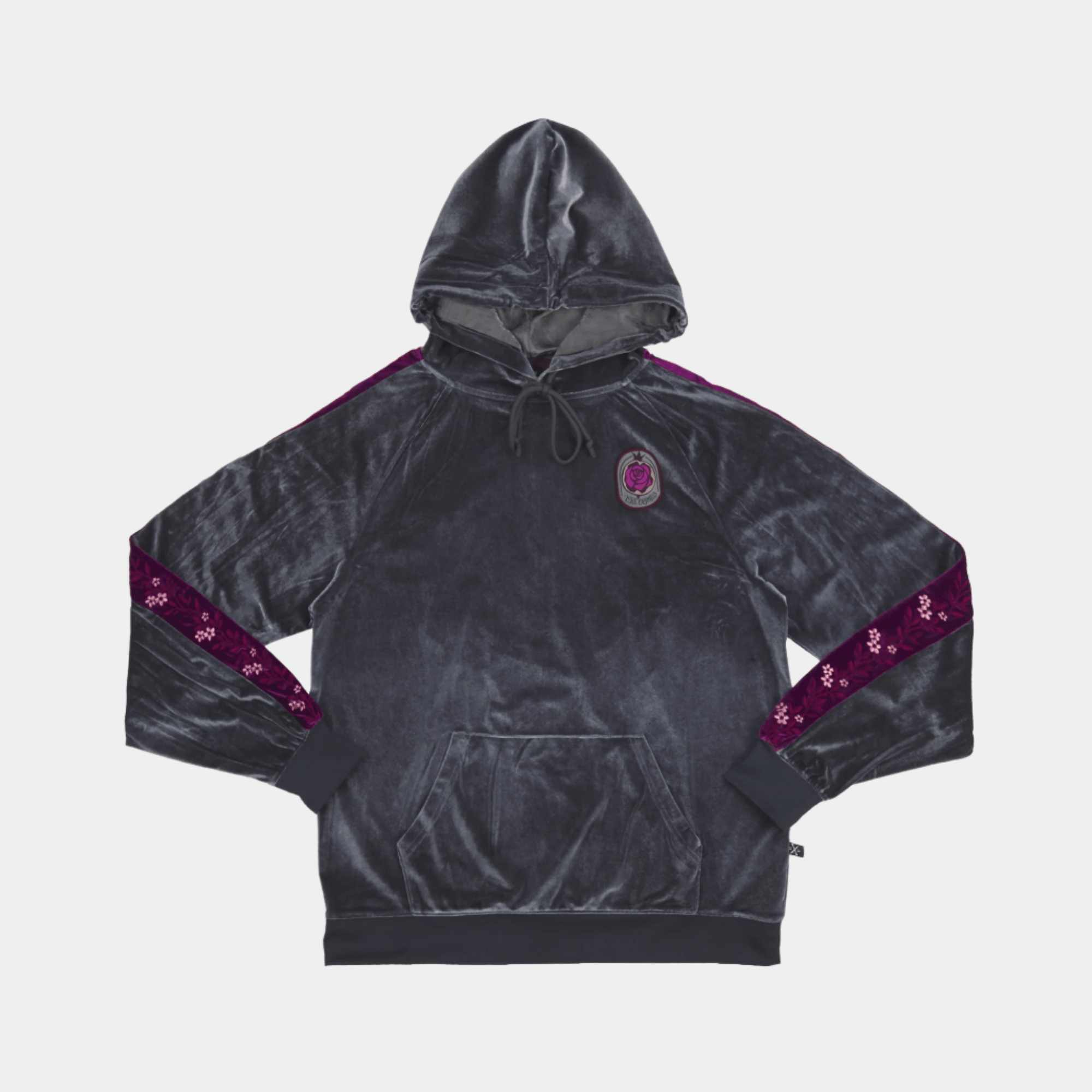 Rose Velour Gray Hoodie