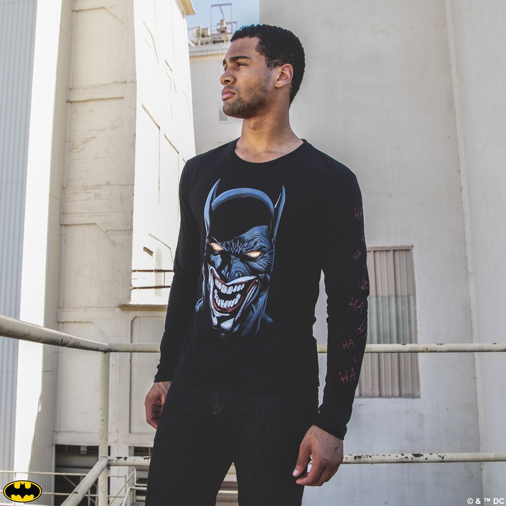 Batman & Joker Bats Mash-Up Black Long Sleeve Tee