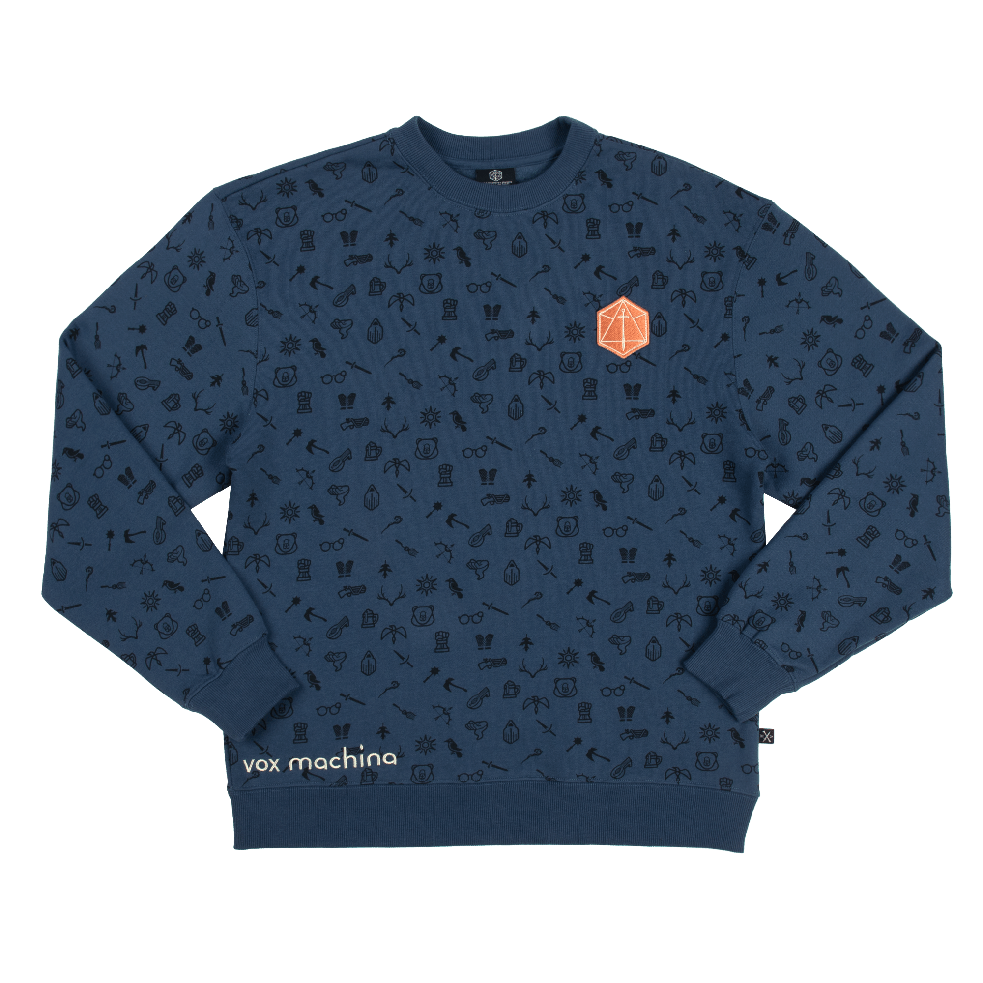 Toss Pattern Icons Blue Crew Sweatshirt
