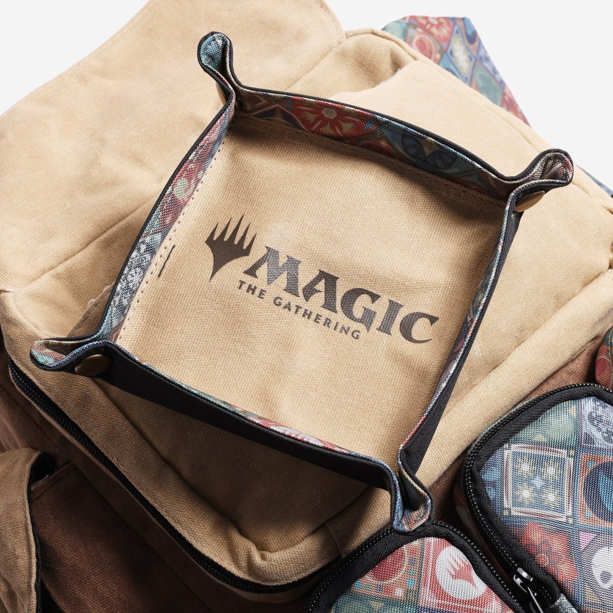 Beige dice tray with 'Magic: The Gathering' logo on a white background