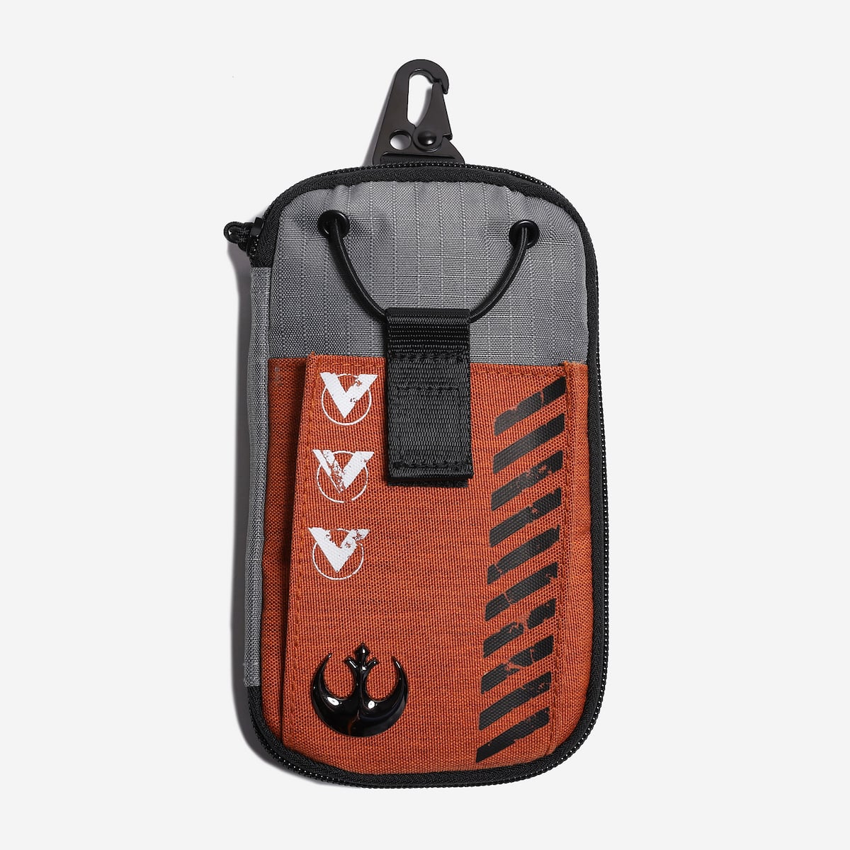 Multifunctional pouch with Star Wars Rebel orange and gray design on a white background
