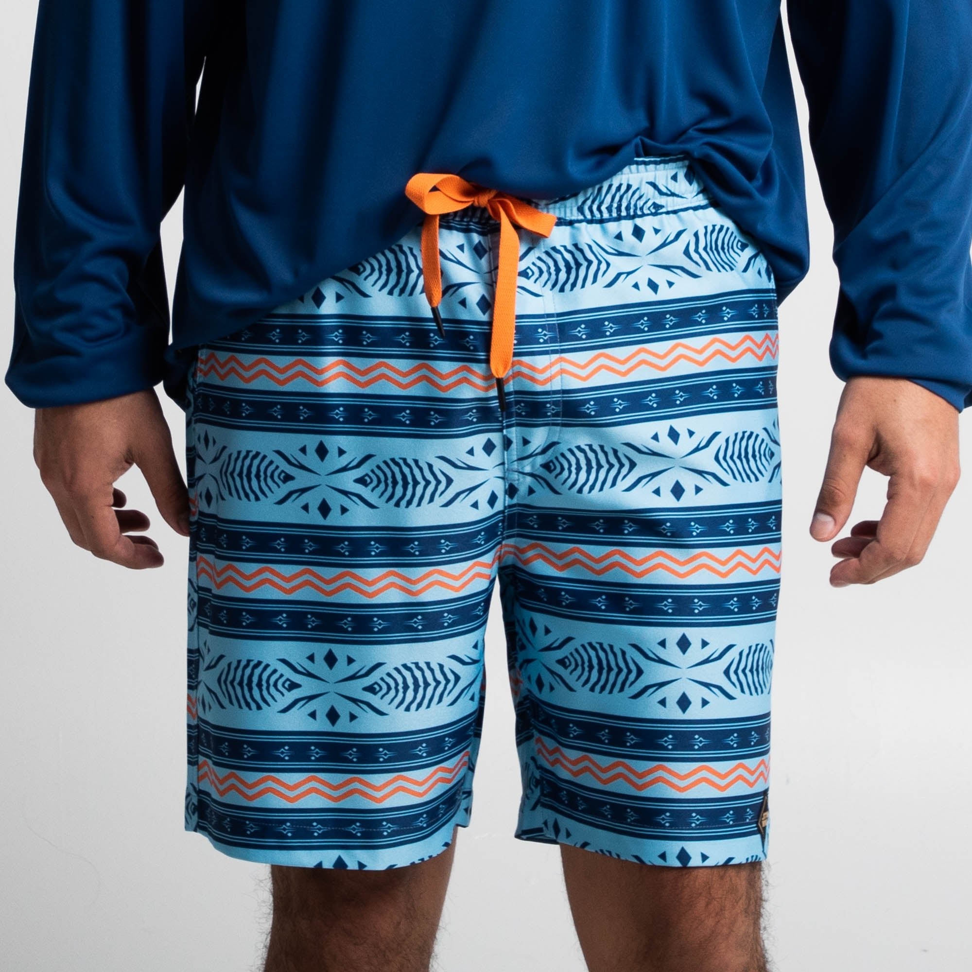 Ahsoka Board Shorts with water-repellent quick-dry fabric, 4-way stretch, drawstring waist, and side slit pockets.