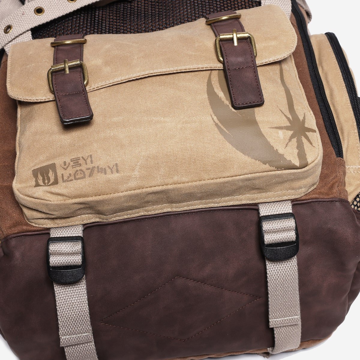 Brown and beige bag with visible Star Wars Jedi branding on a white background