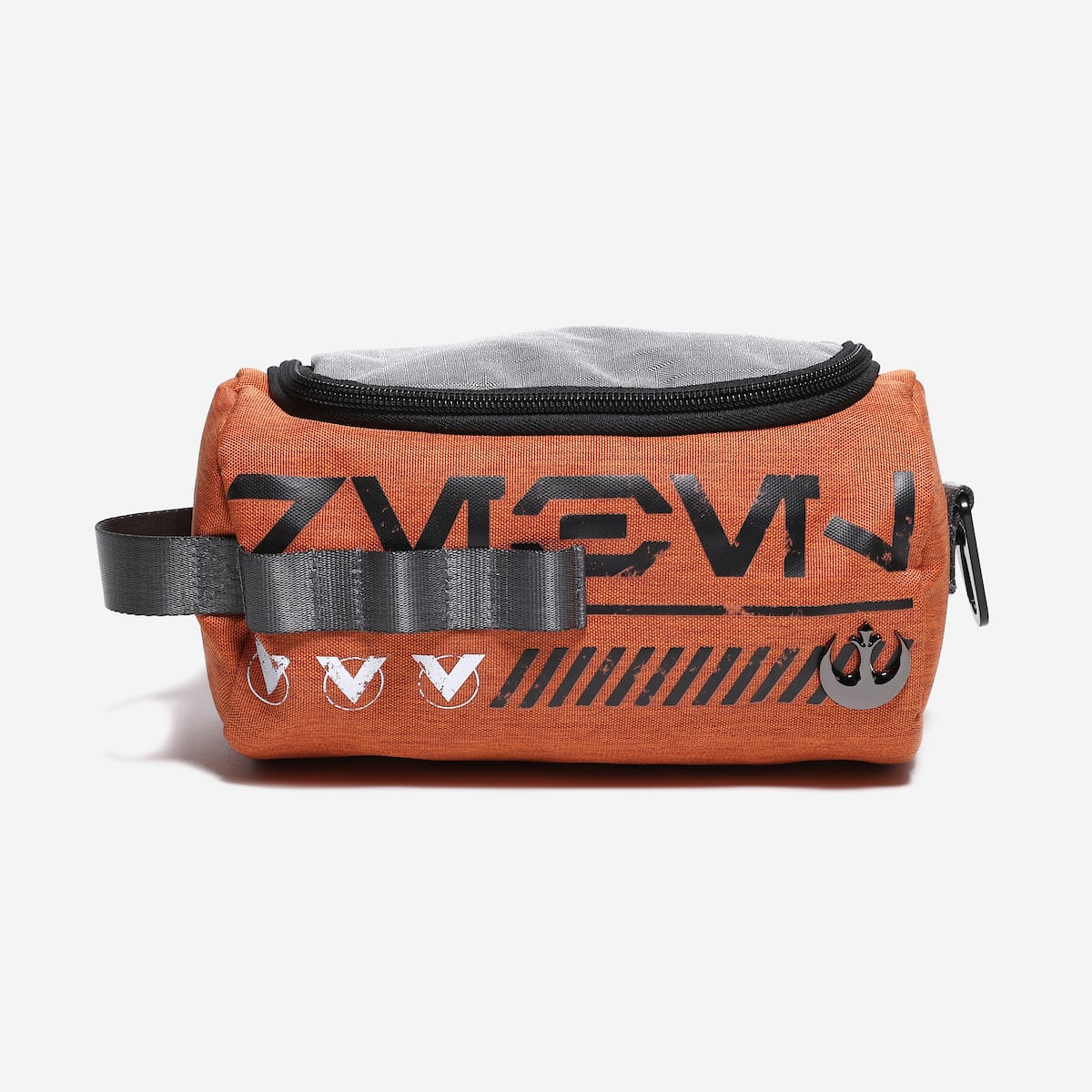 Orange Star Wars Rebel Travel Toiletry bag with black text and logos on a white background