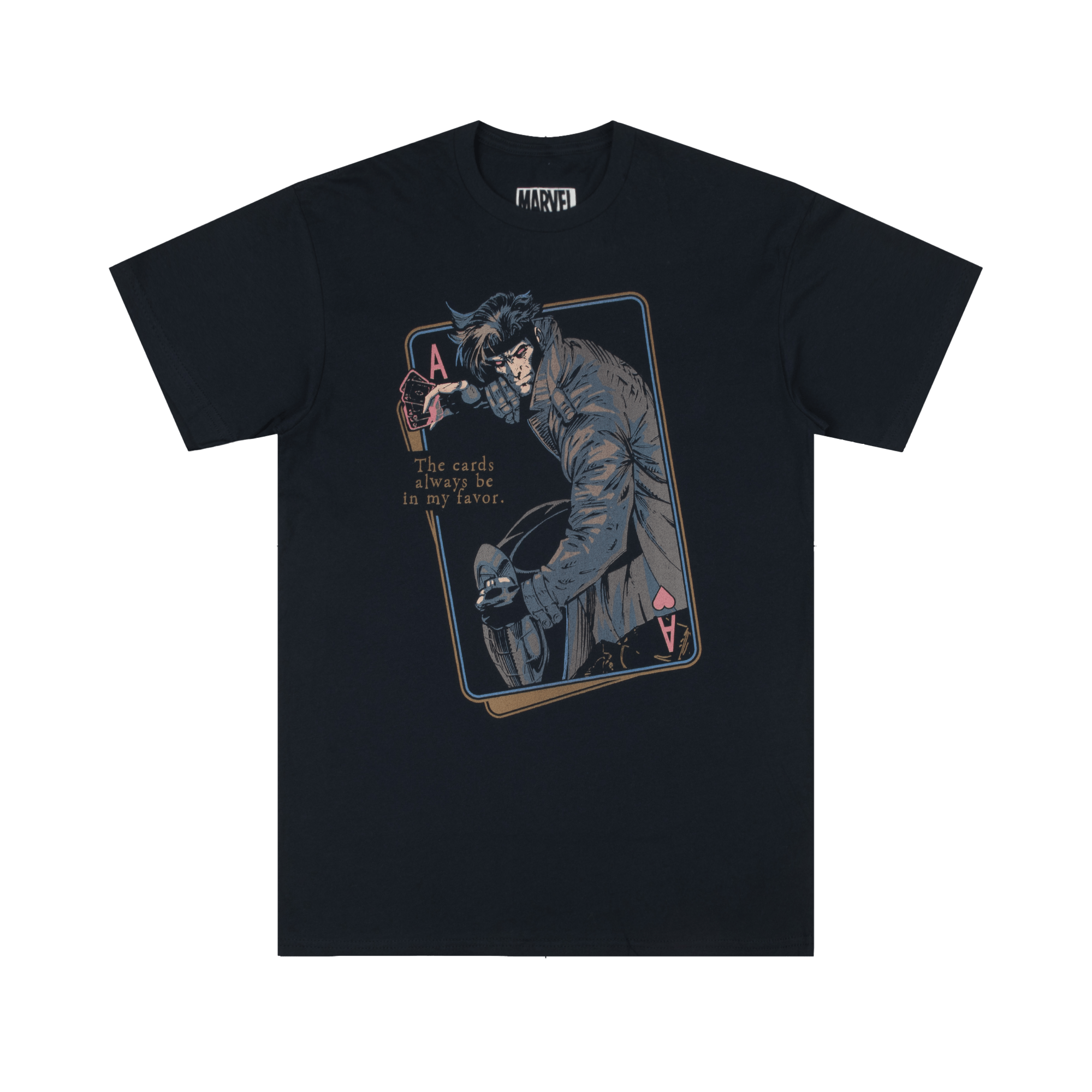 Marvel Gambit Ace Of Hearts Navy Classic Comfort Tee | Official Marvel Gambit Ace Of Hearts Navy Classic Comfort Tee | Official