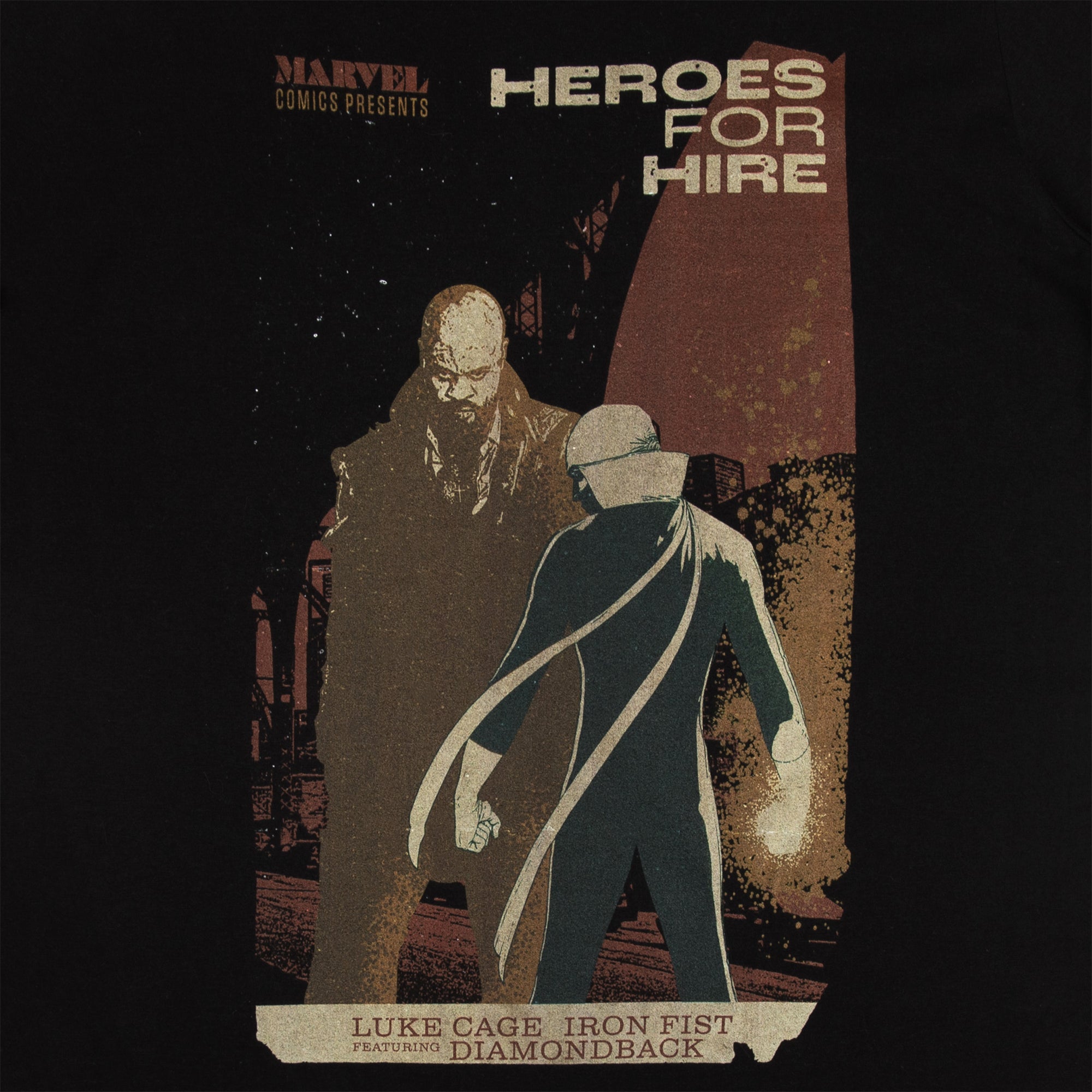 Luke Cage & Iron Fist Black Grindhouse Poster Tee