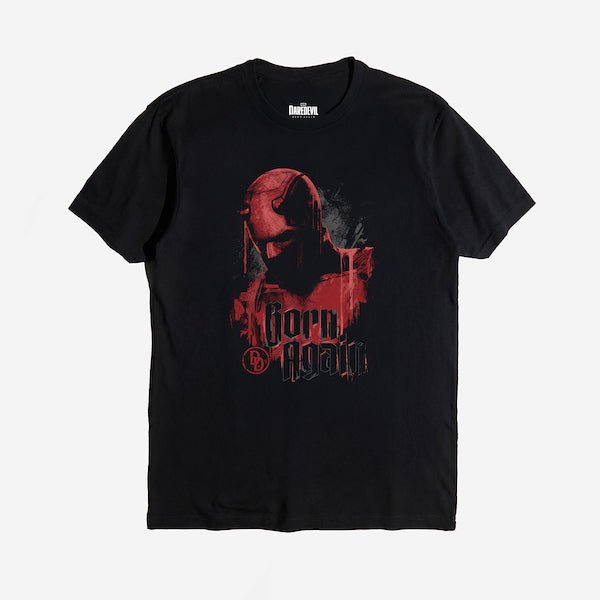 Front view of Marvel Daredevil The Masked Man black t-shirt