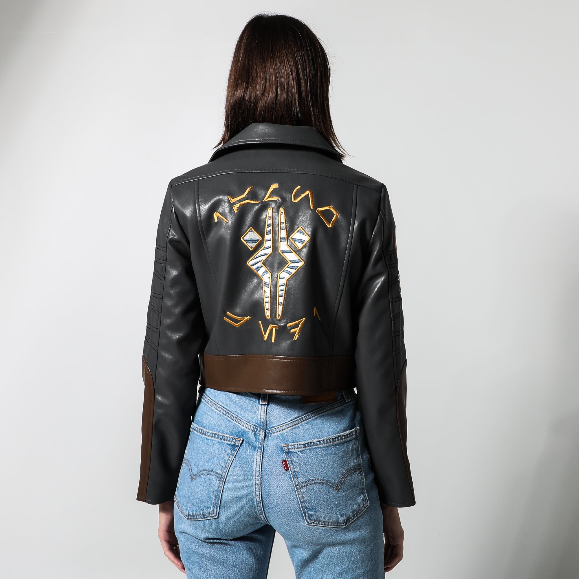Ahsoka Faux Leather Cropped Moto Jacket