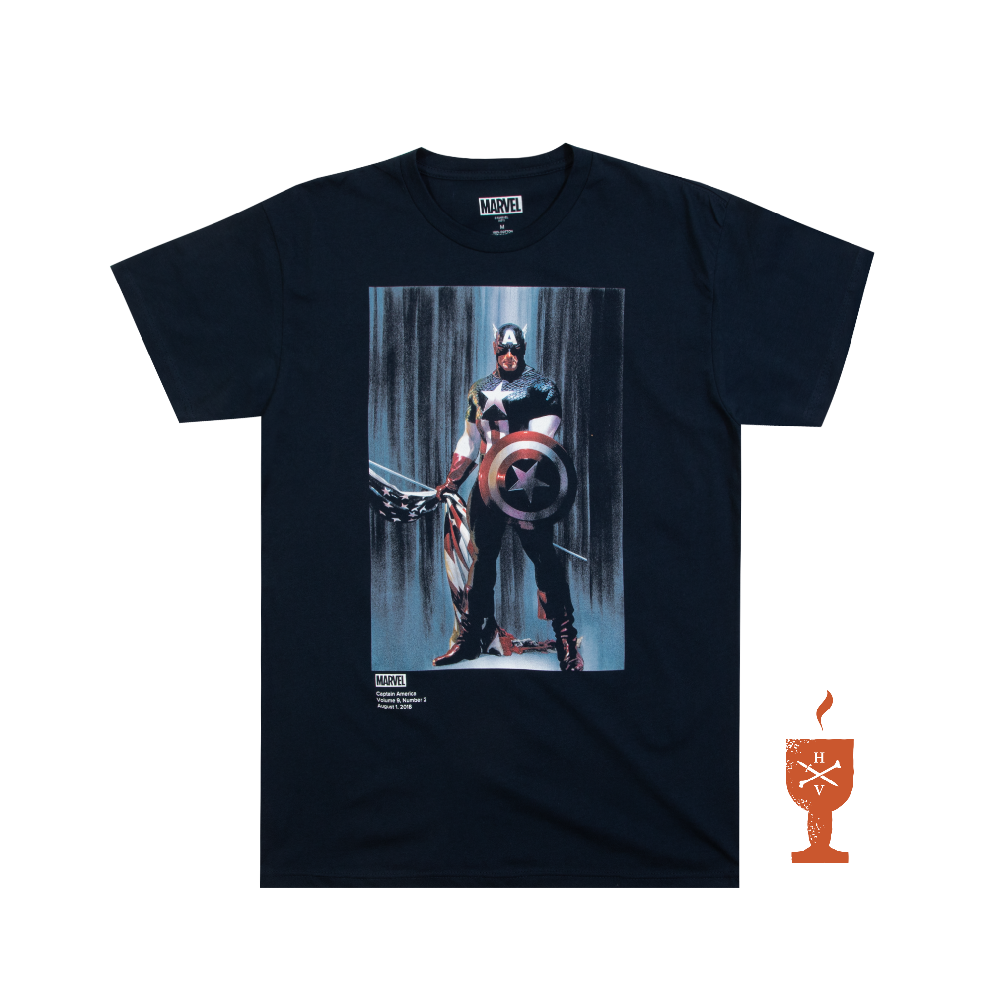 Marvel Captain America Vol 9 2 Navy Tee L