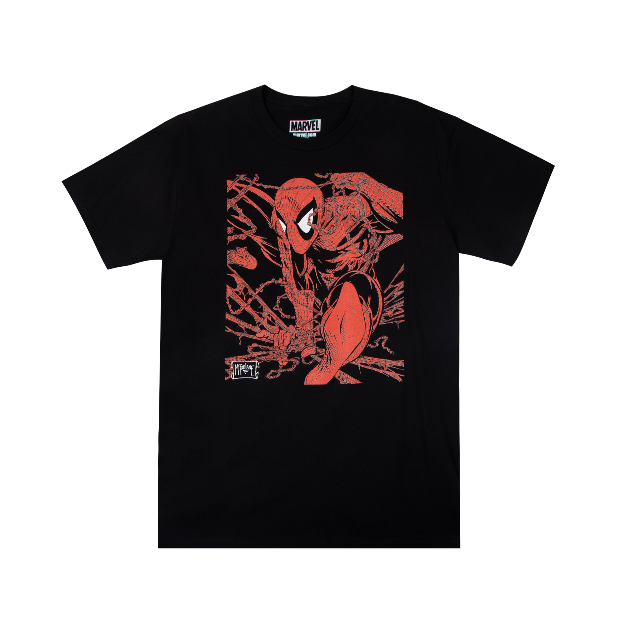 Marvel Spider Man Web Splatter Mens Graphic T Shirt Black