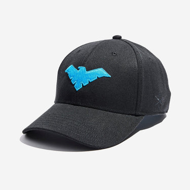Black Flex Fit Athletic Hat with Blue Icon Representing Nightwing from Batman