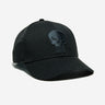 Black Flex Fit Hat with Marvels The Punisher Skull Logo in black 