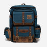 Blue and brown backpack with visible Dungeons & Dragons logo on a white background