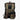 Back of a Brown and black backpack with Mandalorian and Grogu Theme. The Bag has brown straps with a small Grogu graphic. Attached to the bag is a tech organization case reflecting the same brown and black colorway and a graphic of a Mythosaur skull and the same Metal Mudhorn emblem as the front
