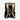 Backpack with beige straps and black sides on a white background