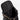 Black backpack with open front compartment on a light gray background