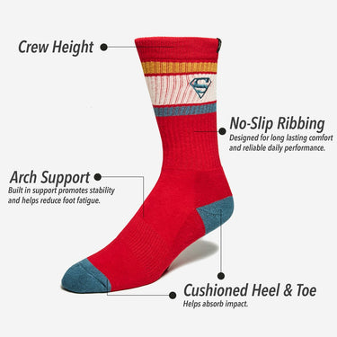 Superman Ribbed Crew Sock Set - Heroes & Villains-DC Comics-Socks