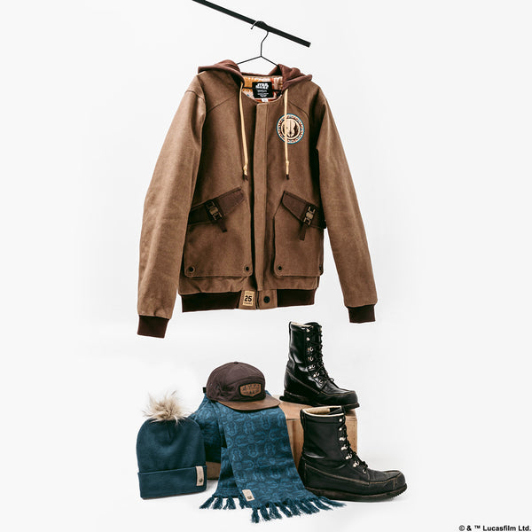 a coat and hat and boots