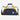beige and Navy Marvel X-Men duffel bag with yellow handles on a white background