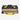 Blue and beige duffel bag with yellow accents on a white background