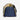 Side of a beige and Navy Marvel X-Men duffel bag with ventilated pocket for shoes