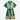 A button up yellow and teal dress thats star wars jedi inspired with a striped tapestry pattern 