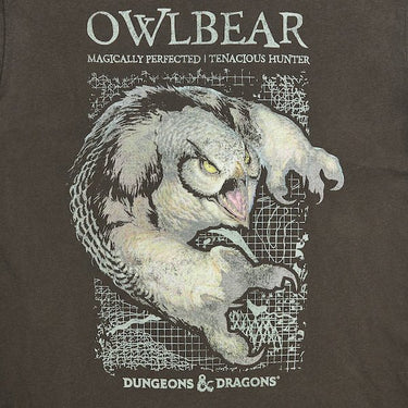 A Brown T-Shirt featuring a photo of an "Owlbear" from Dungeons and Dragons