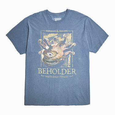 Blue t-shirt showing a "Beholder" from Dungeons and Dragons