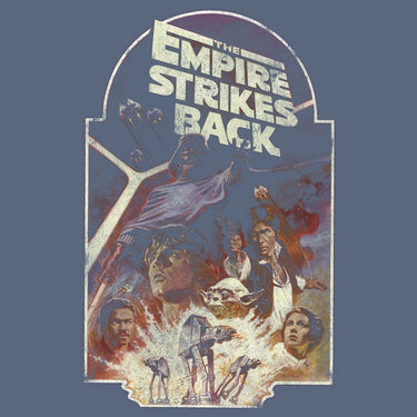 Vintage-style poster of 'The Empire Strikes Back' with characters from Star Wars.