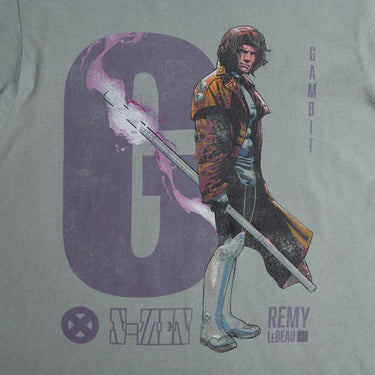 Graphic of Gambit from X-Men next to a Large "G" 