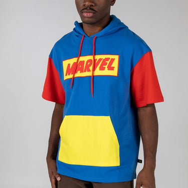 Retro Marvel Comics Group Short Sleeve Hoodie - Heroes & Villains-Marvel-Short Sleeve Hoodie