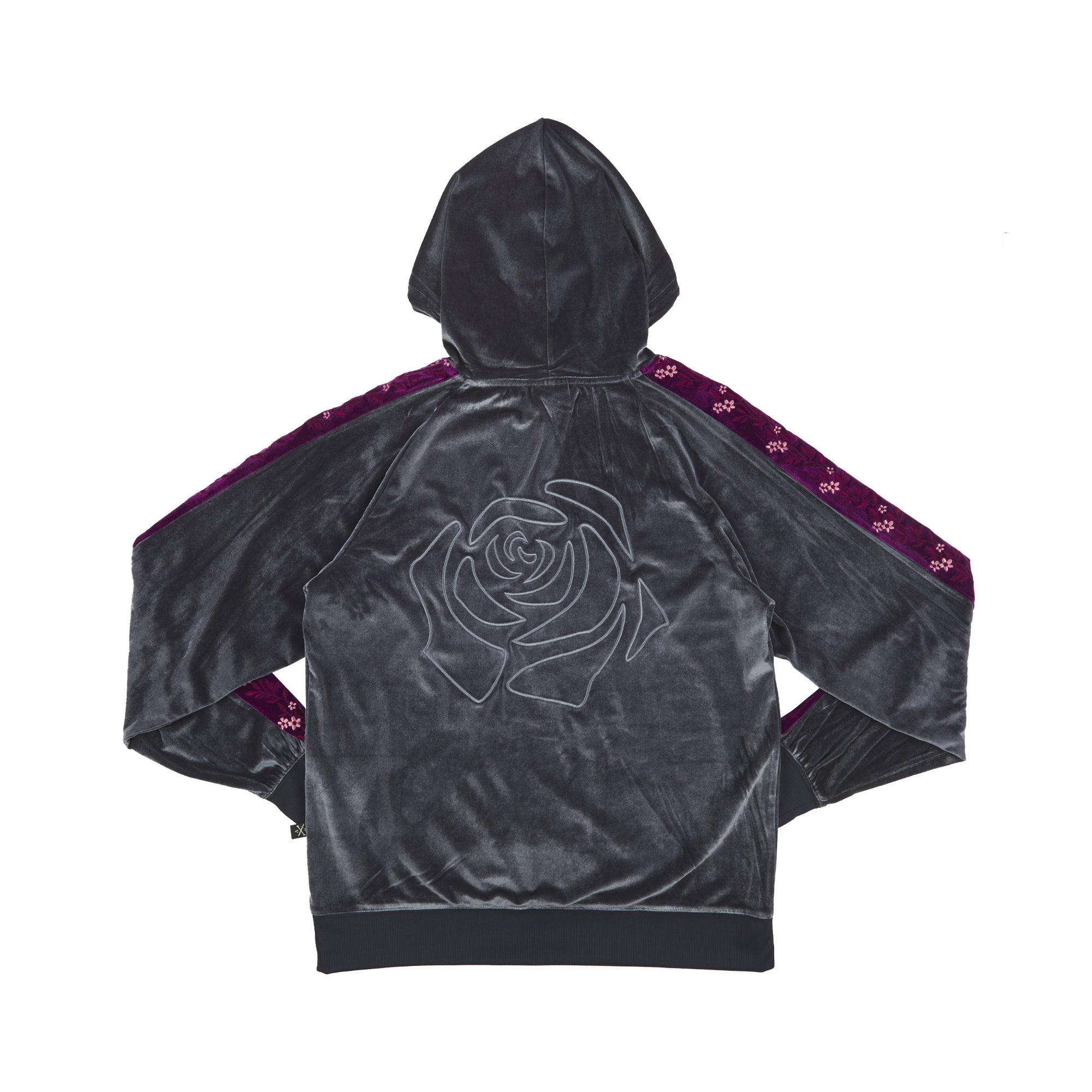 Rose Velour Gray Hoodie