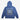 Blue hoodie with 'Xavier' logo on the back against a light gray background