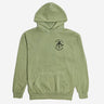 Green hoodie with a Warriors of Mandalore logo on the chest against a white background