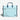 Light blue bag with dark blue handles and trim on a white background