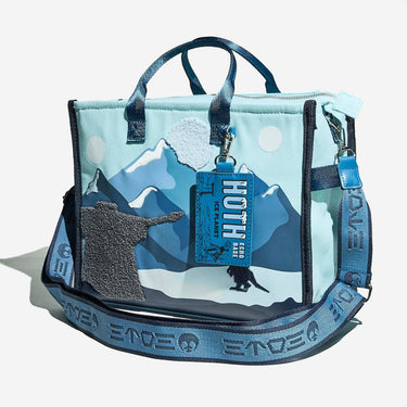 Blue bag with mountain design and 'Hoth' tag on a white background