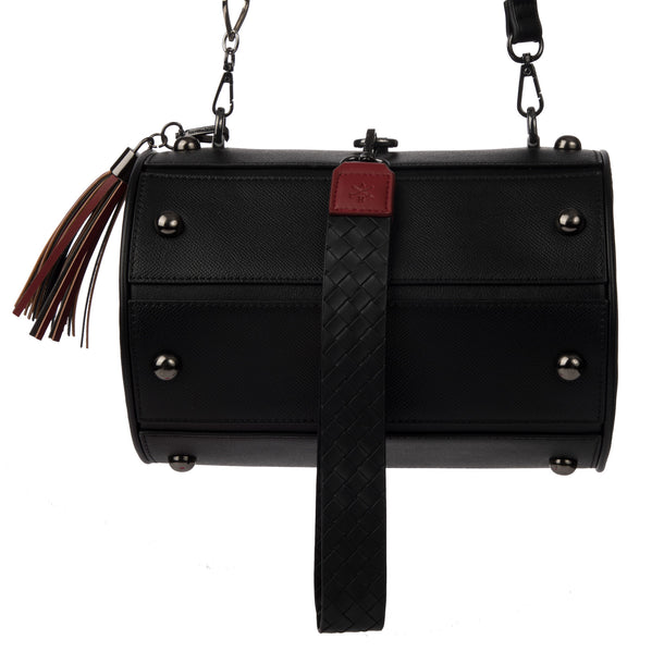 Quinn Boxy Crossbody Bag | Black & White Printed Handbag | Guitar Strap Purse