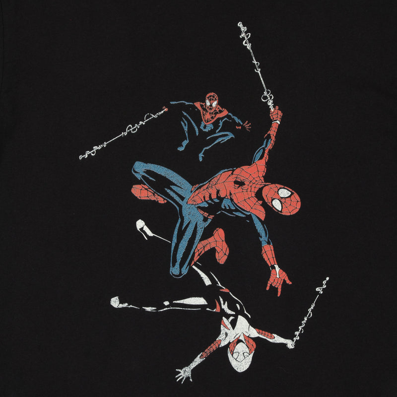 Spider-Man, Miles Morales, and Ghost Spider Web-Swinging Black Long Sleeve Tee