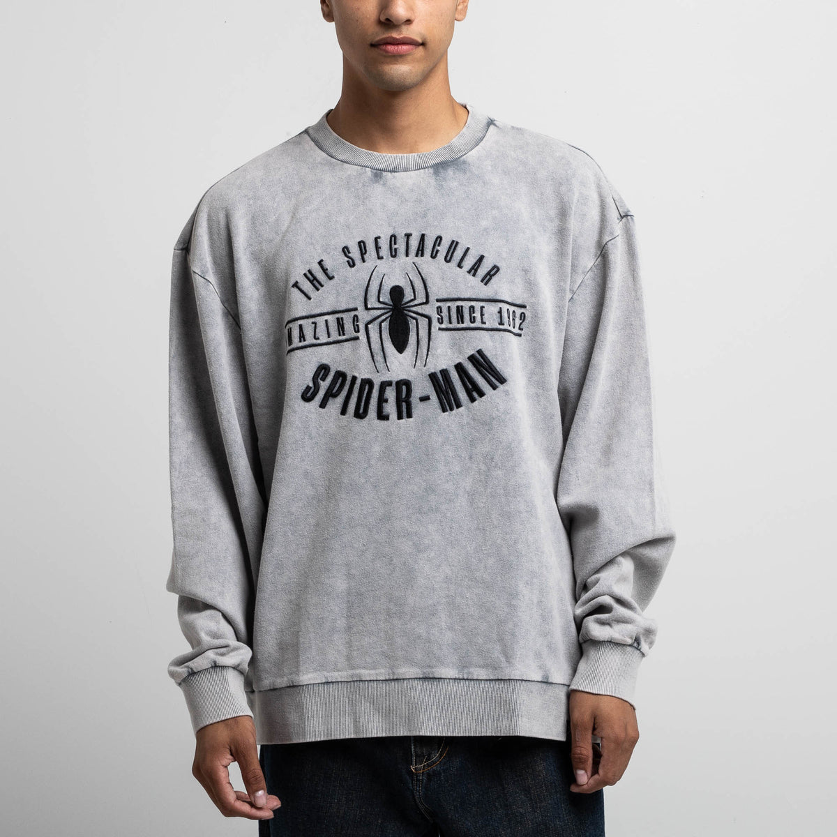 Marvel The Spectacular Spider-Man Gray Crew Sweatshirt | Official