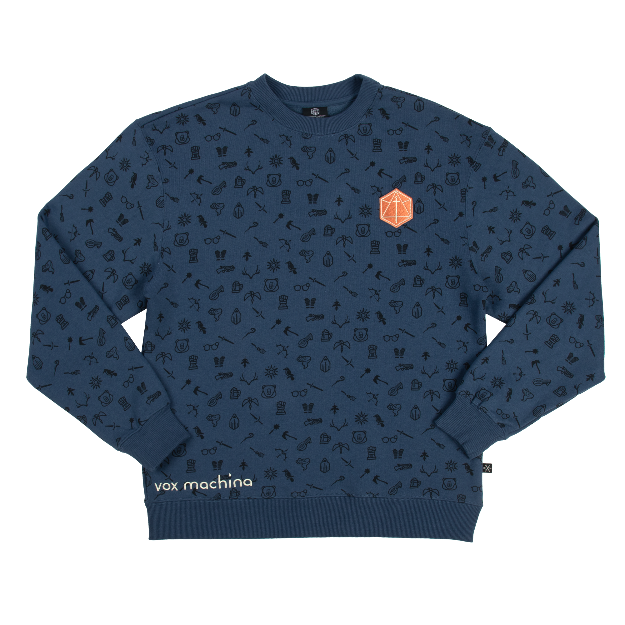 Toss Pattern Icons Blue Crew Sweatshirt