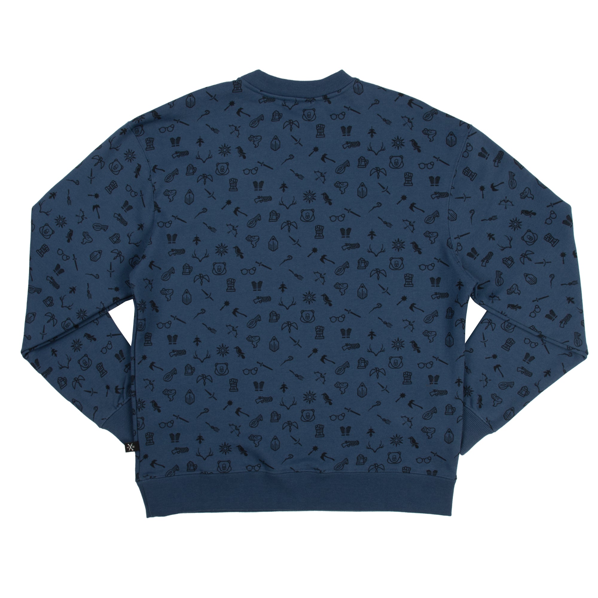 Toss Pattern Icons Blue Crew Sweatshirt