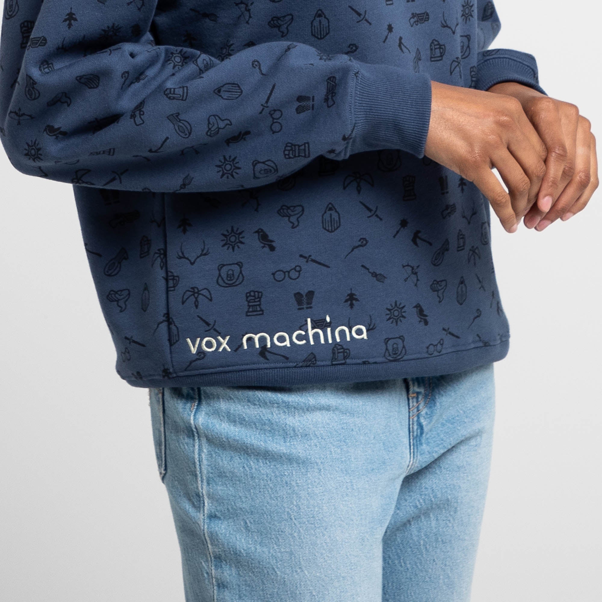 Toss Pattern Icons Blue Crew Sweatshirt