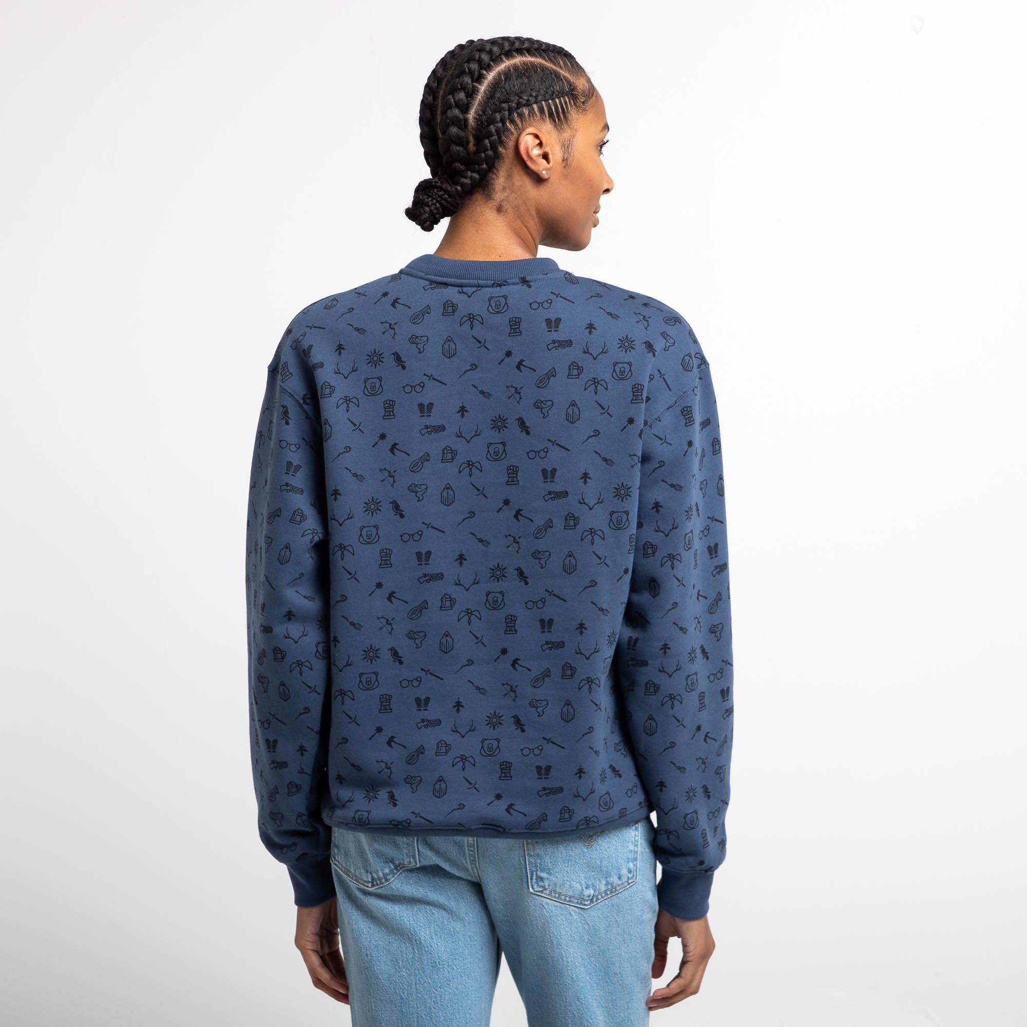 Toss Pattern Icons Blue Crew Sweatshirt