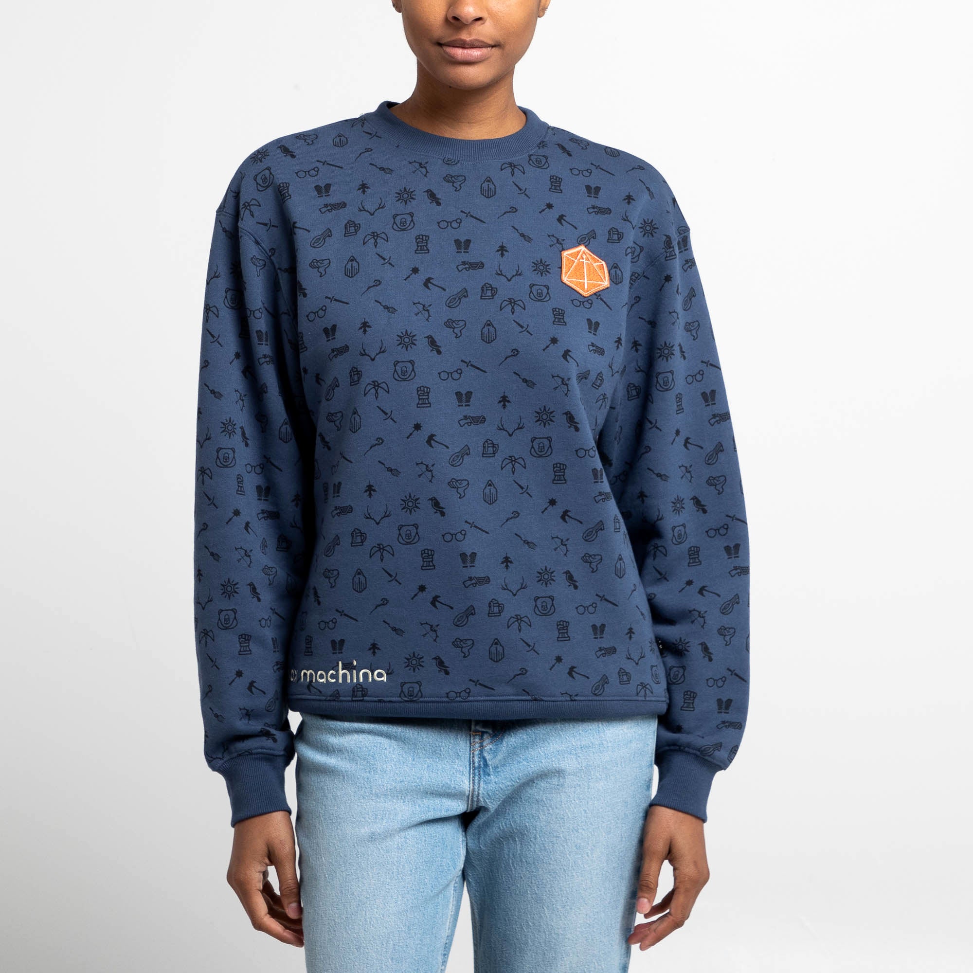 Toss Pattern Icons Blue Crew Sweatshirt