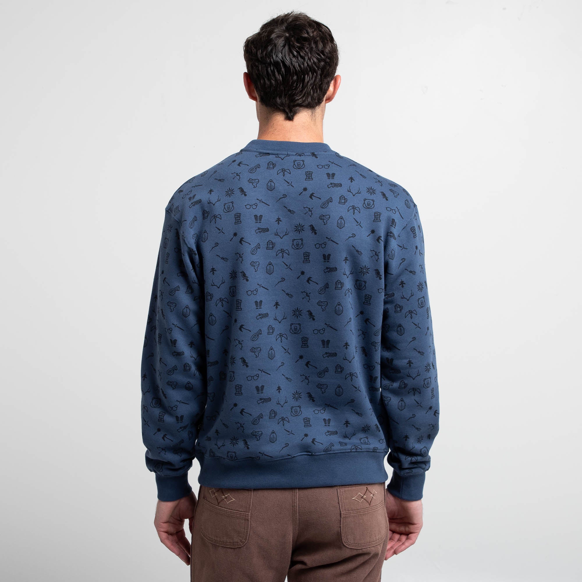 Toss Pattern Icons Blue Crew Sweatshirt