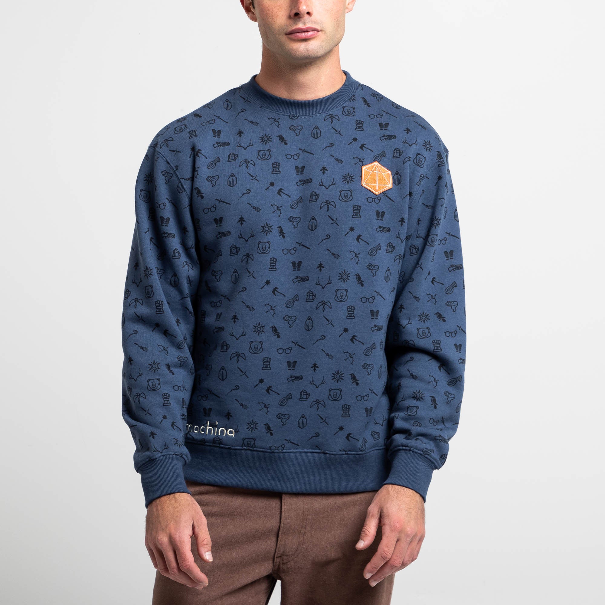 Toss Pattern Icons Blue Crew Sweatshirt