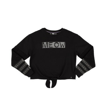 Catwoman Meow T-shirt à manches longues avec lien sur le devant