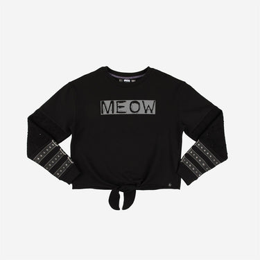 Catwoman Meow Front Tie Long Sleeve - Heroes & Villains-DC Comics-Cropped Long Sleeve